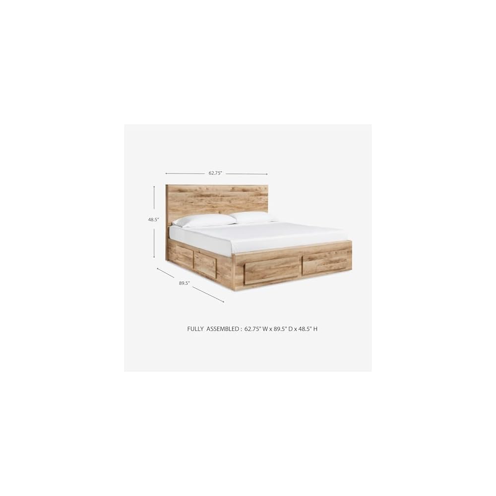Queen Platform Bed with Storage Drawers, Tan