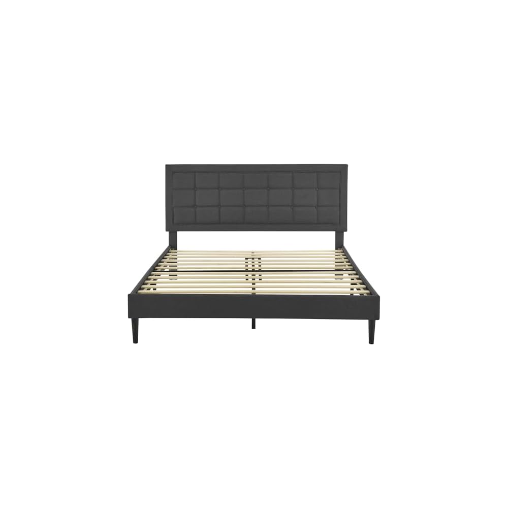 Mornington Upholstered Platform Bed Frame, Dark Gray, Full Size