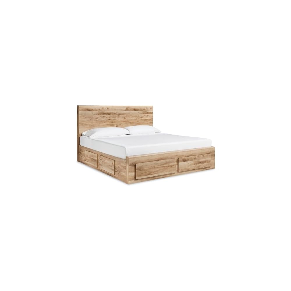 Queen Platform Bed with Storage Drawers, Tan