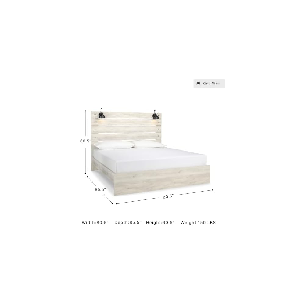 King Bed Frame, Cambeck Farmhouse Whitewash