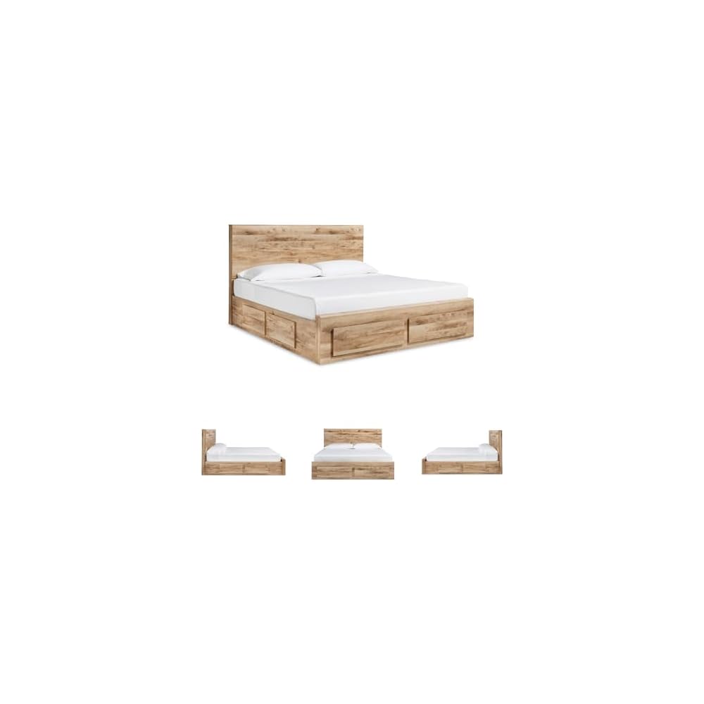 Queen Platform Bed with Storage Drawers, Tan