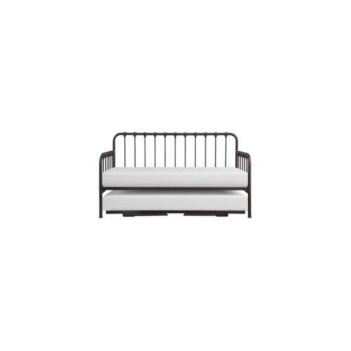 Constance 78.5" W Contemporary Metal Frame Daybed with Lift-Up Trundle, Folding Legs & Casters in Dark Bronze Finish