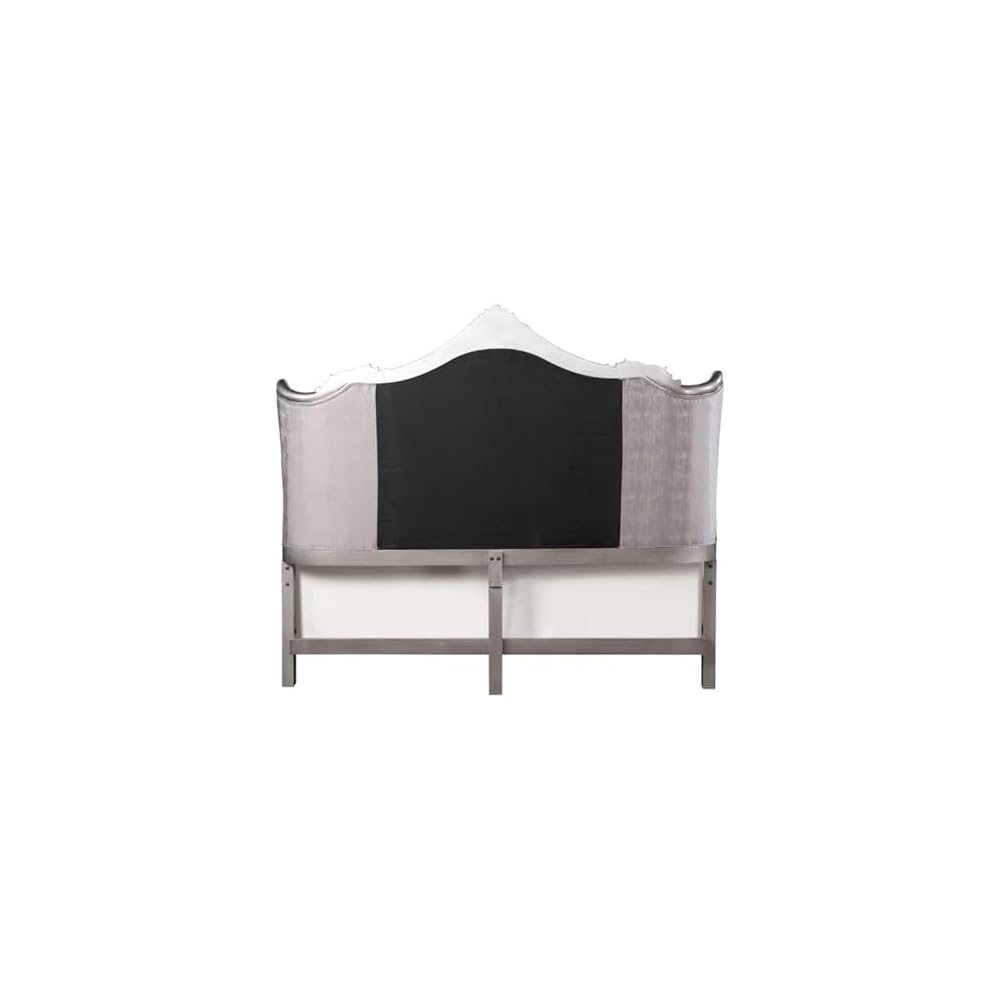 Ariadne Eastern King Bed in Velvet & Antique Platinum Finish