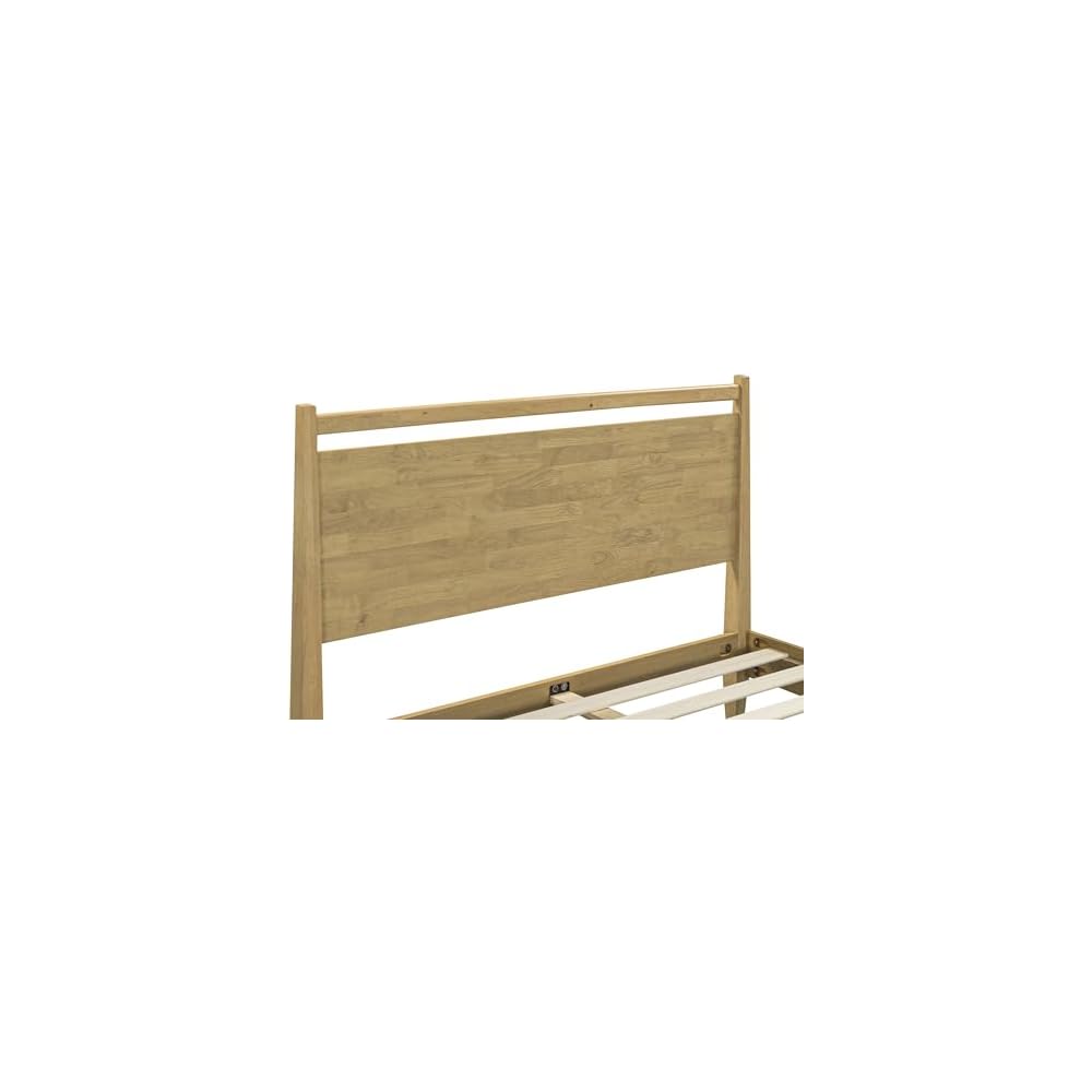 Adept Wooden Bed Frame with Headboard, Solid Wood Foundation with Silent Slats and Wood Central Supports, 1000 Lb Capacity, Effortless Assembly, Queen - Sand