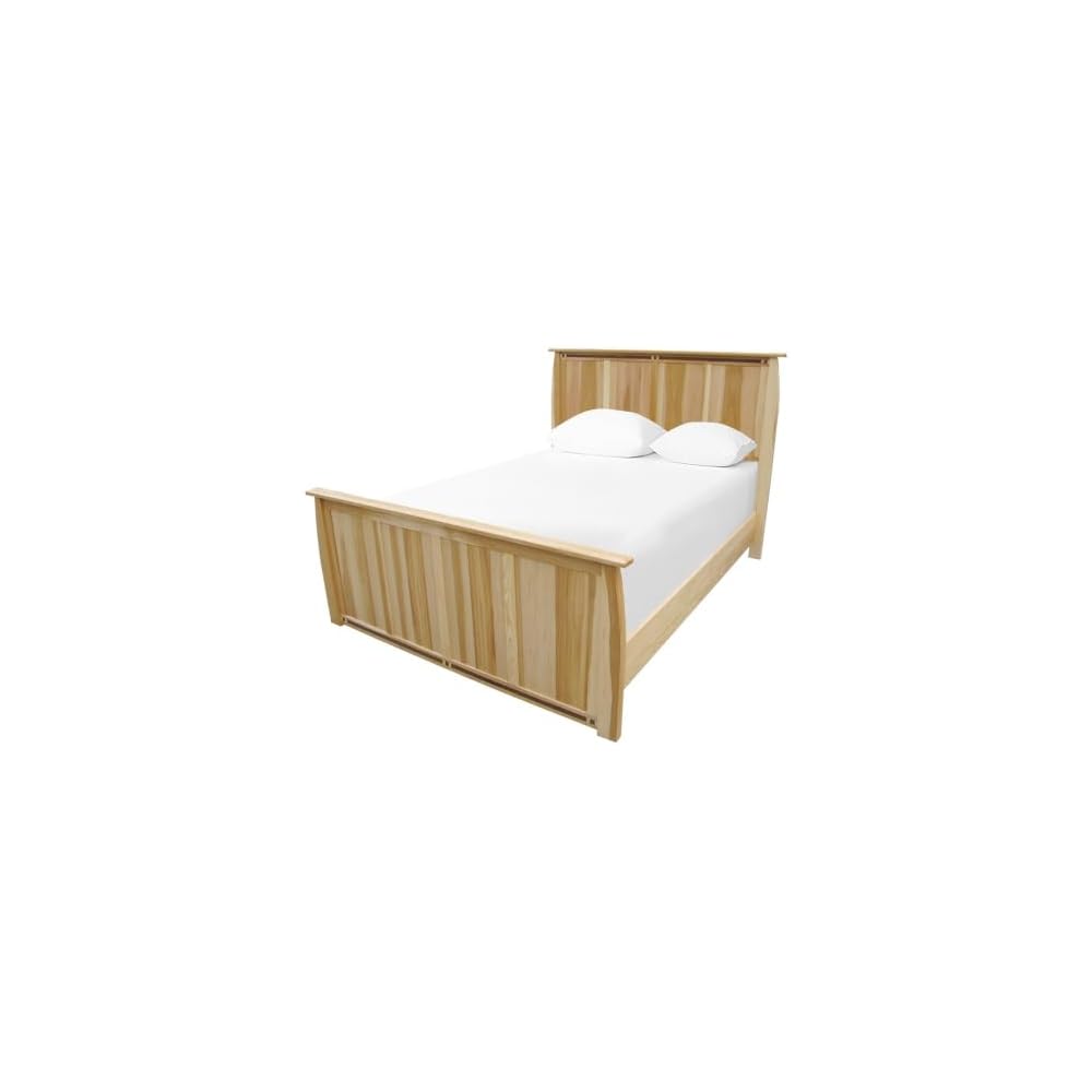 Adamstown Bedroom Solid American Hickory King Panel Bed, Transitional Wood Bed Frame with Headboard, Box Spring Required, Natural