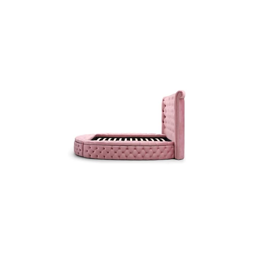 Elizabeth 91 x 101 Velvet Upholstered Queen Bed in Pink