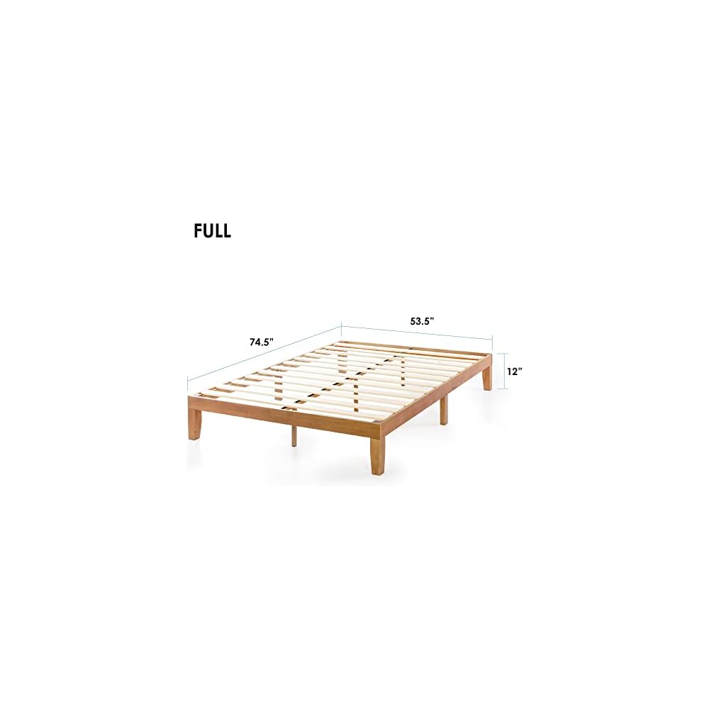 Naturalista Classic - 12 Inch Solid Wood Platform Bed with Wooden Slats, No Box Spring Needed, Easy Assembly, Full, Natural Pine