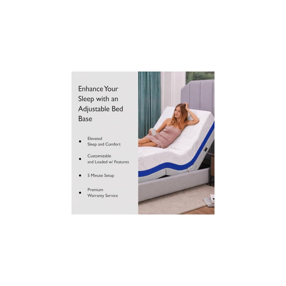 Premium Split King Adjustable Bed with 14 Inch Copper Gel Memory Foam Sleep System, Massage, Zero Gravity, Anti-Snore, Programmable Memory Positions, USB, Underbed Lighting, Zero Clearance