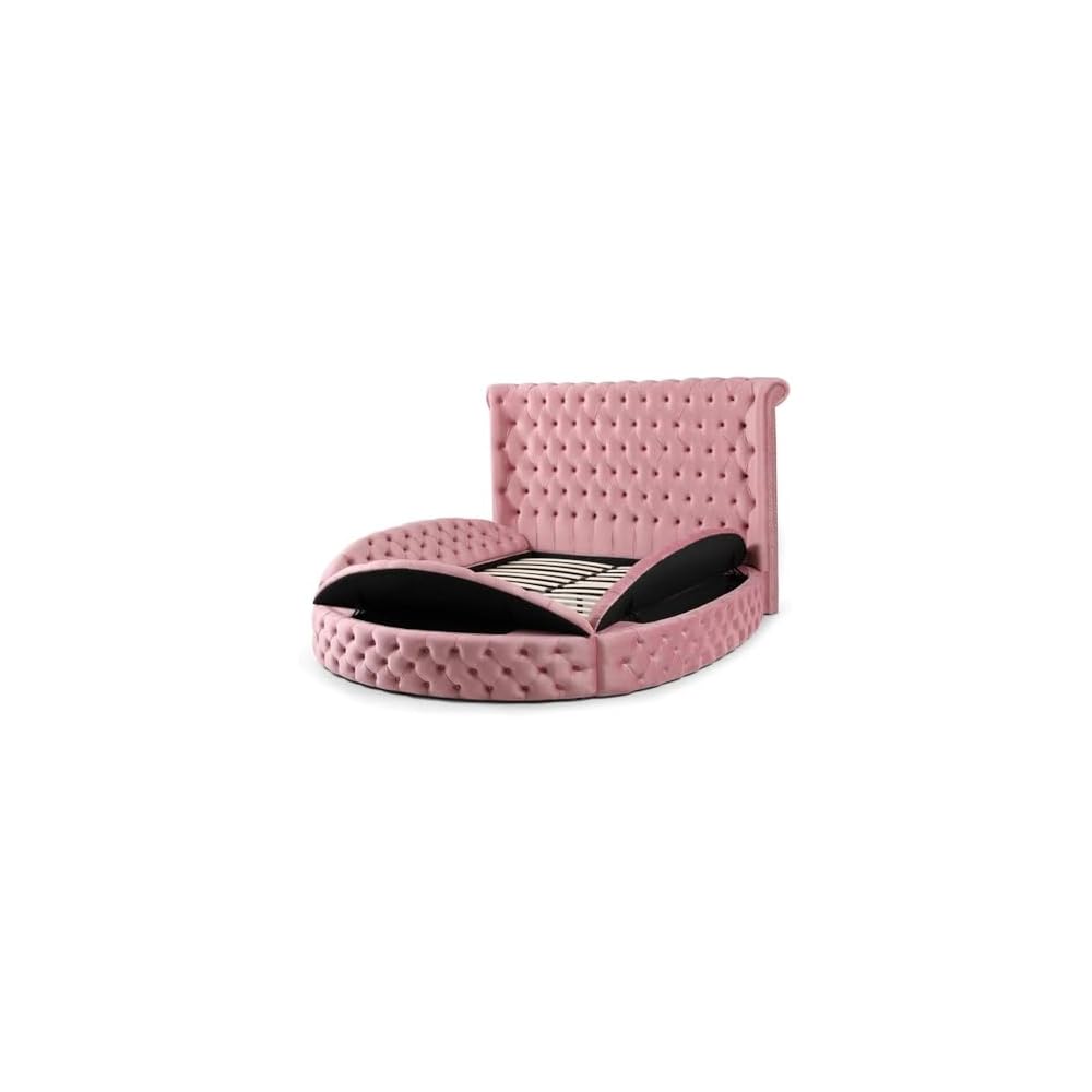 Elizabeth 91 x 101 Velvet Upholstered Queen Bed in Pink