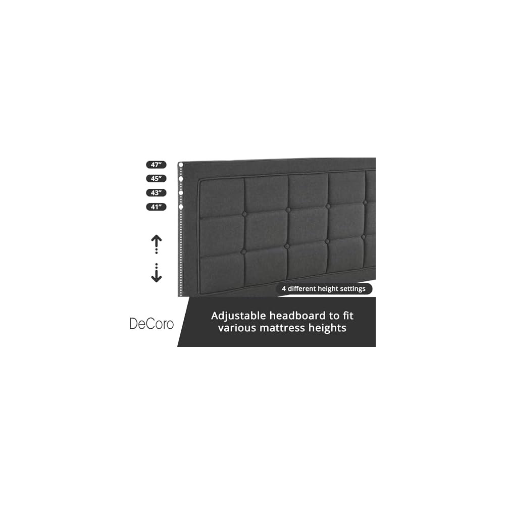 Mornington Upholstered Platform Bed Frame, Dark Gray, Full Size