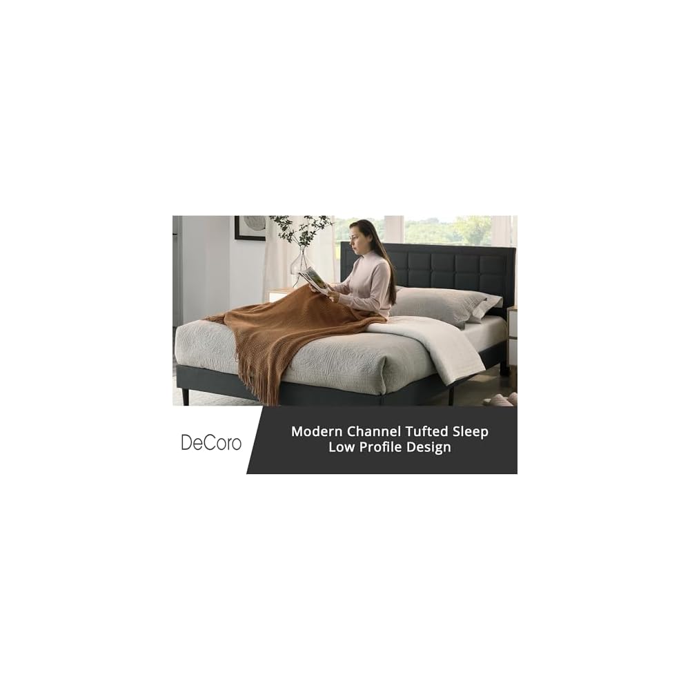 Mornington Upholstered Platform Bed Frame, Dark Gray, Full Size
