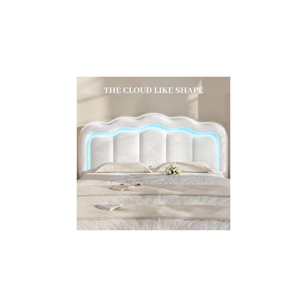 Cloud Bed Frame King Size 360° Upholstered Platform Bed, White