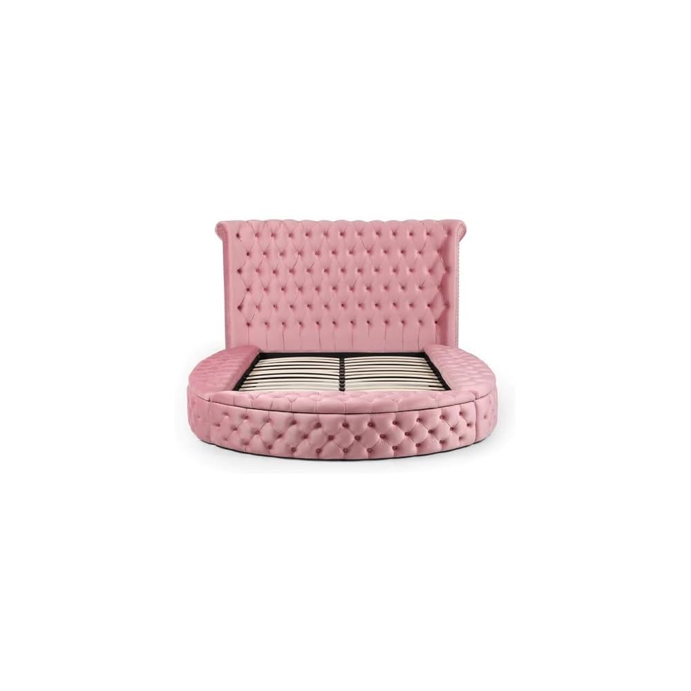 Elizabeth 91 x 101 Velvet Upholstered Queen Bed in Pink