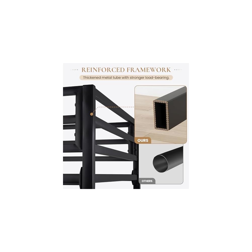 Loft Bed Twin Size with Ladder and Guardrail,Black