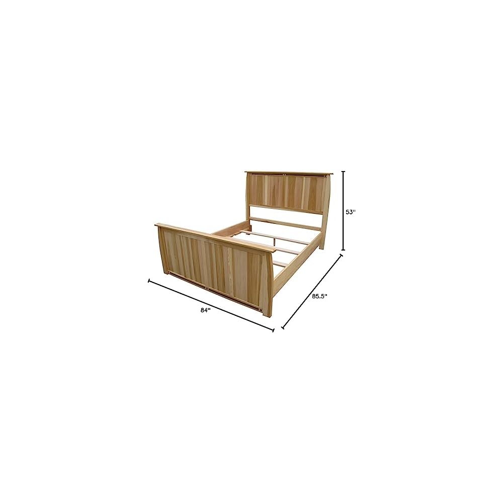 Adamstown Bedroom Solid American Hickory King Panel Bed, Transitional Wood Bed Frame with Headboard, Box Spring Required, Natural