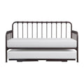 Constance 78.5" W Contemporary Metal Frame Daybed with Lift-Up Trundle, Folding Legs & Casters in Dark Bronze Finish