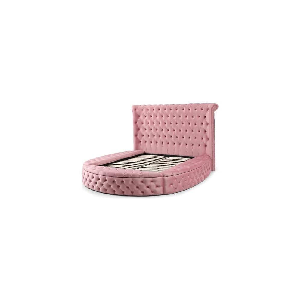 Elizabeth 91 x 101 Velvet Upholstered Queen Bed in Pink