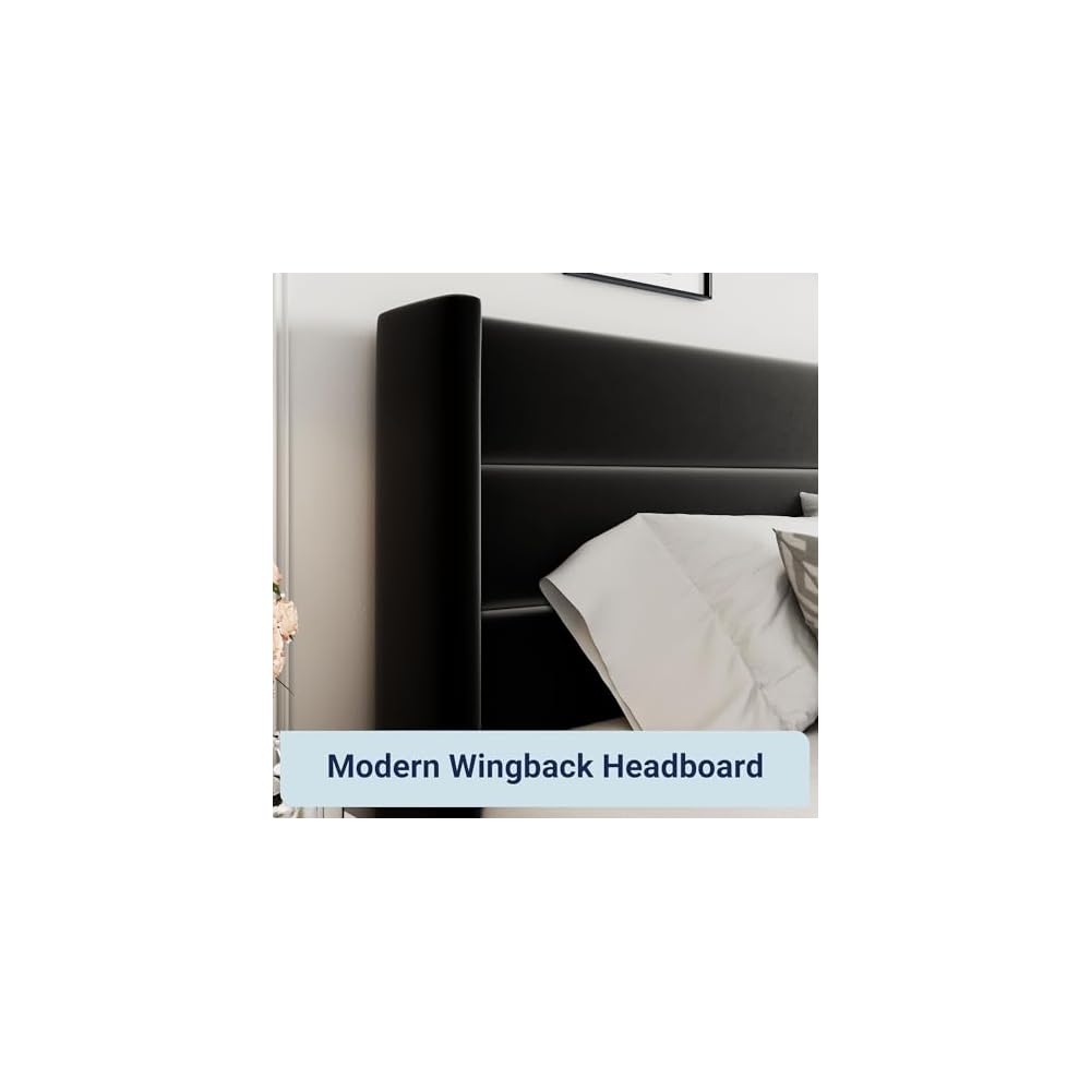 Queen Size Lift Up Hydraulic Storage Bed Frame Black