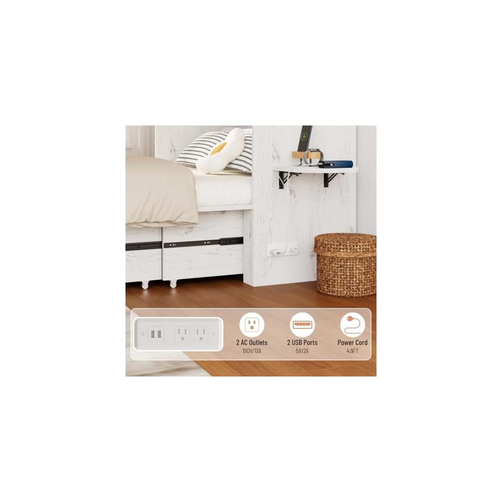 Queen Murphy Bed with Storage & Charging Station