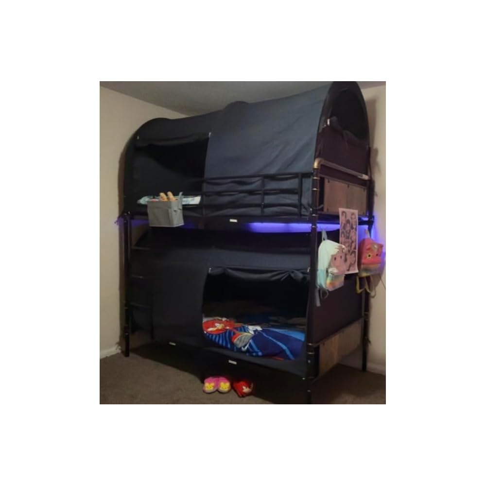 Metal Bunk Bed Twin Over Twin, Industrial Bunkbeds Heavy Duty Bed with Safety Guard Rails and Space-Saving Design, Steel Bed for School, Bedroom (White)