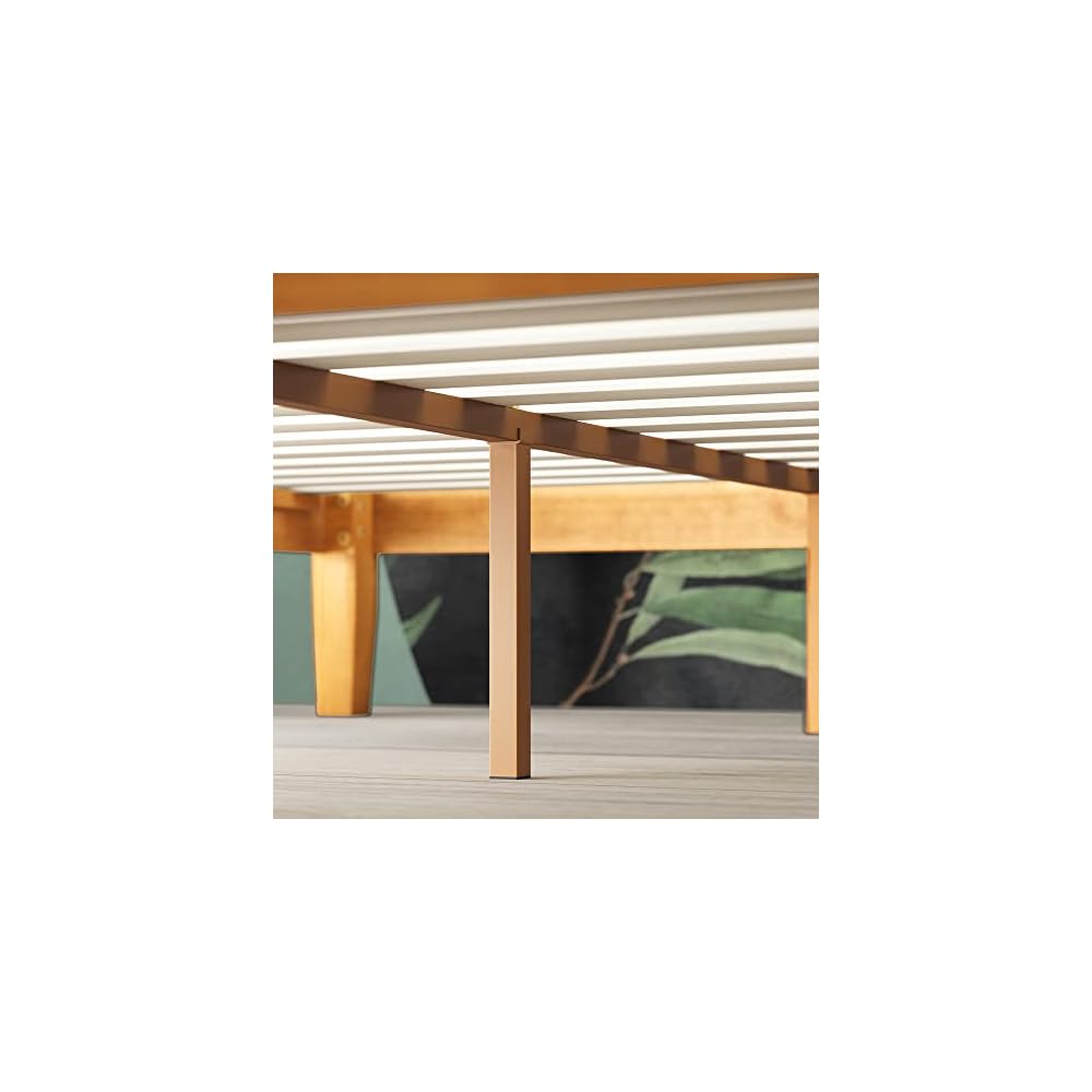 Alexia Wood Platform Bed Frame, Solid Wood Foundation, No Box Spring Needed, Wood Slat Support, Easy Assembly, Rustic Pine, Twin