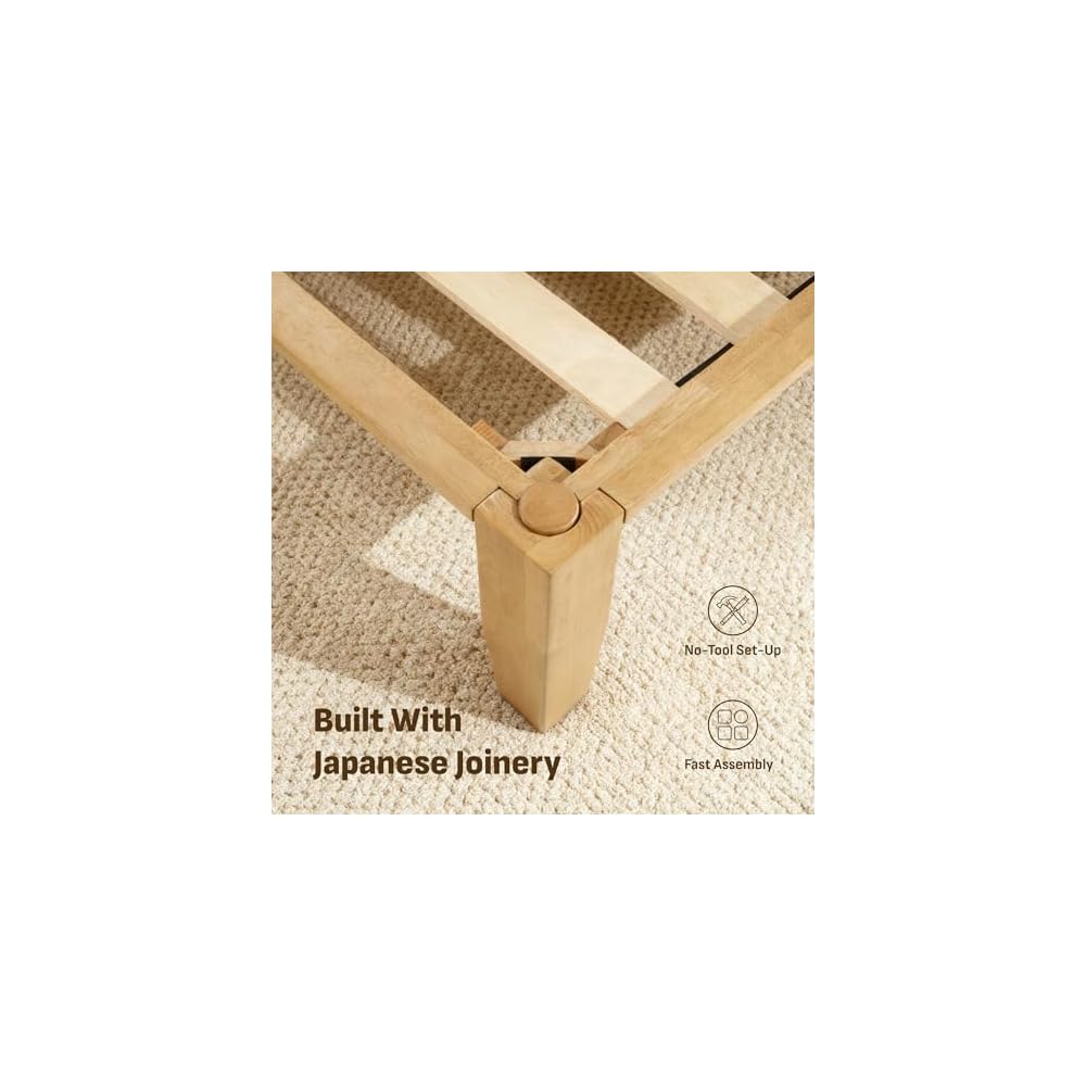 Mikor King Japanese Joinery Bed Frame, Solid Wood, No-Tool Setup