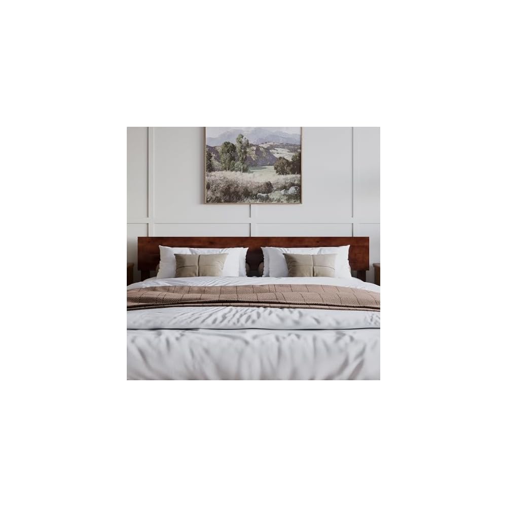 Aria King Solid Wood Modern Low Profile Platform Bed, Walnut