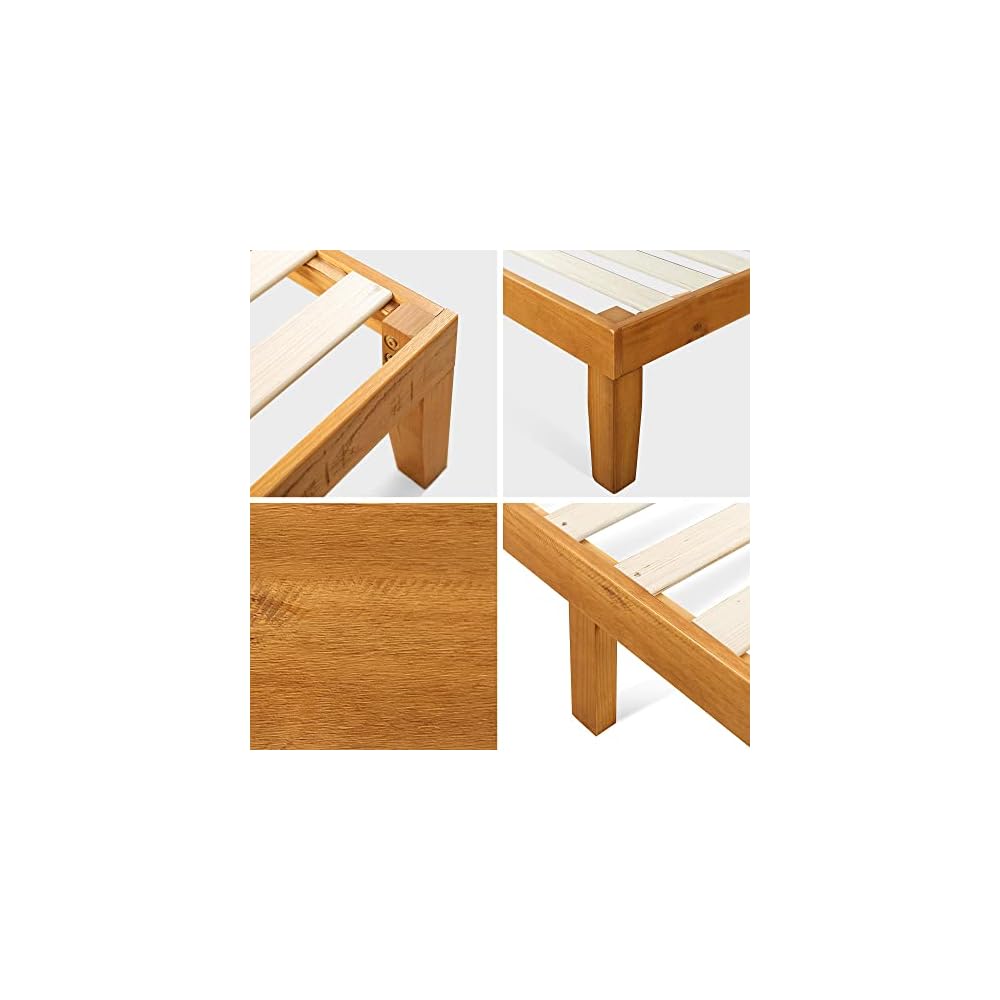 Alexia Wood Platform Bed Frame, Solid Wood Foundation, No Box Spring Needed, Wood Slat Support, Easy Assembly, Rustic Pine, Twin