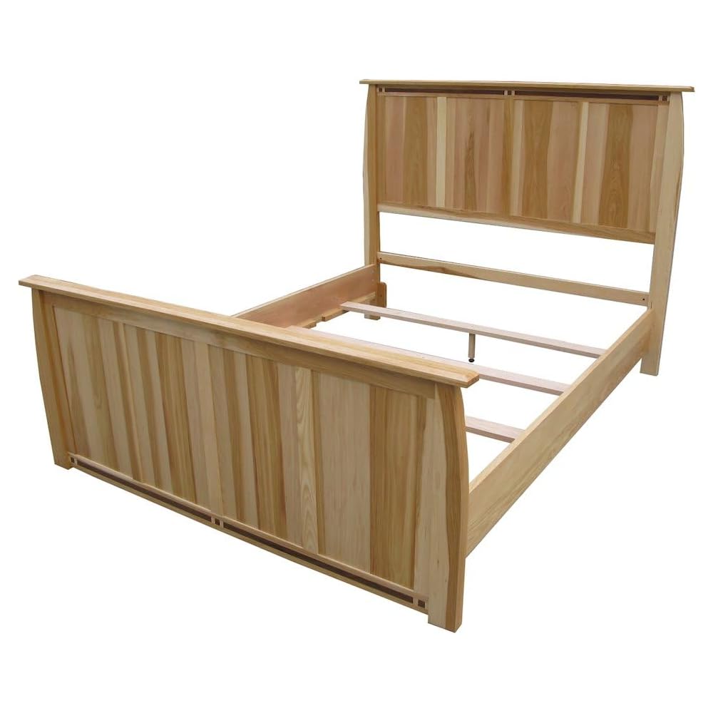 Adamstown Bedroom Solid American Hickory King Panel Bed, Transitional Wood Bed Frame with Headboard, Box Spring Required, Natural