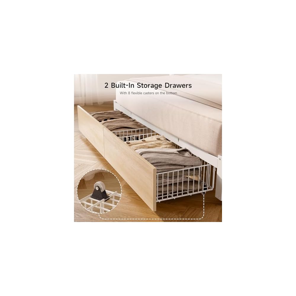 Twin Daybed with Pop up Trundle, Twin to King Daybed, White