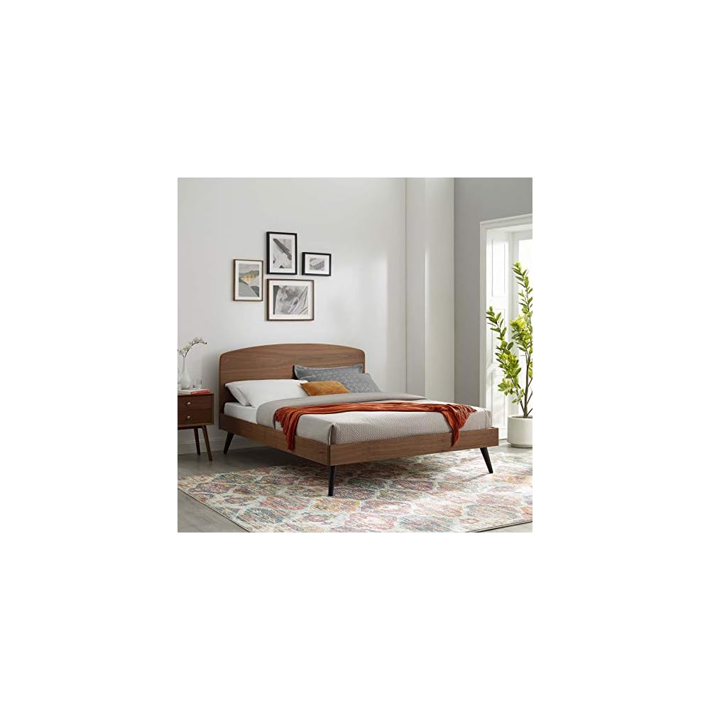 Bronwen Queen Wood Platform Bed in Walnut