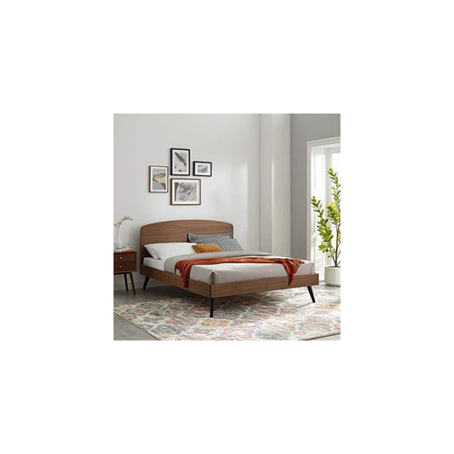 Bronwen Queen Wood Platform Bed in Walnut