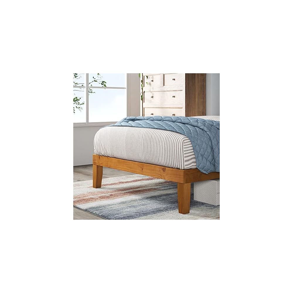 Alexia Wood Platform Bed Frame, Solid Wood Foundation, No Box Spring Needed, Wood Slat Support, Easy Assembly, Rustic Pine, Twin