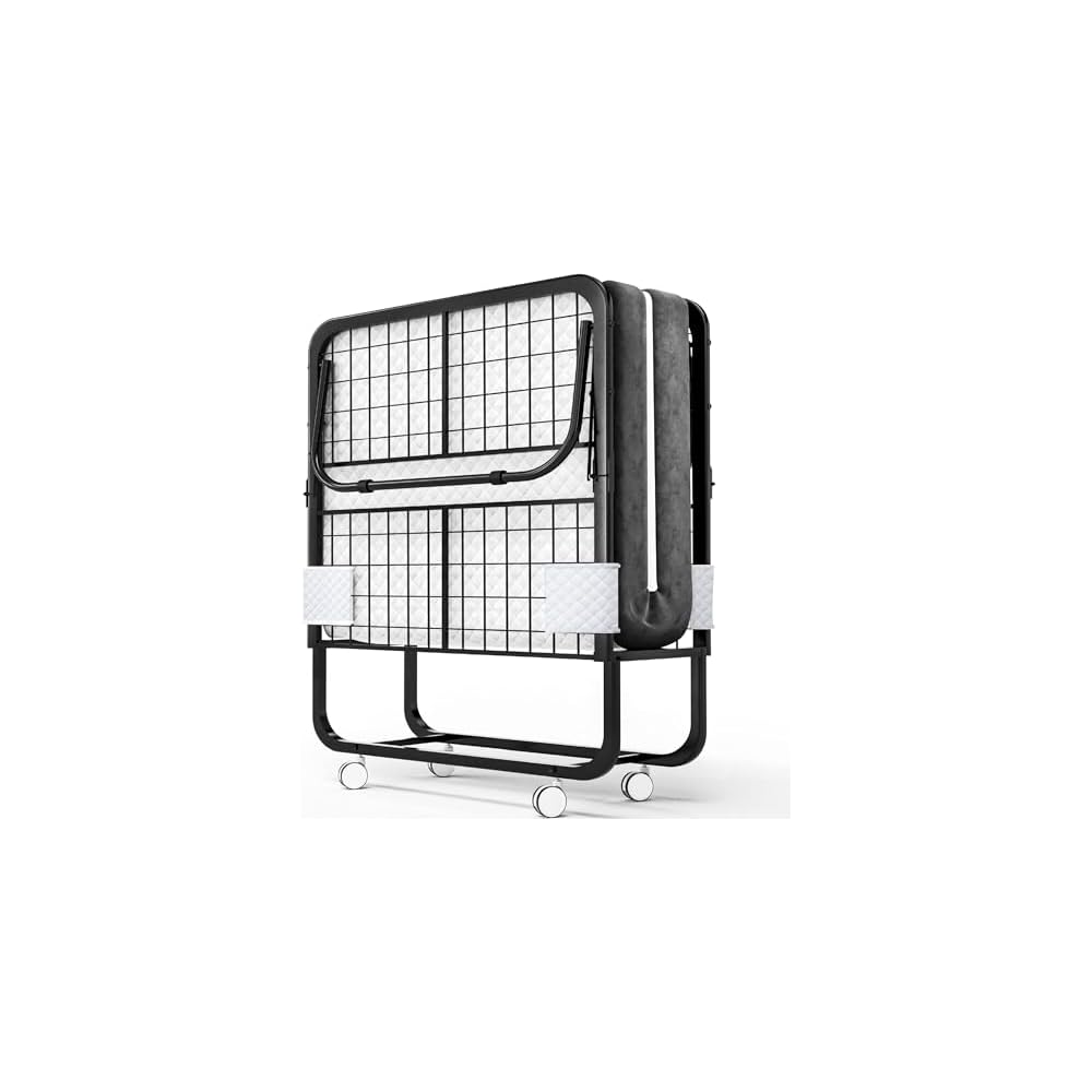 Folding Bed with Mattress - 75x39 Twin Size Frame - Portable Rollaway Guest Bed with 5-inch Memory Foam Mattress - Space-Saving Foldable Design for Easy Storage (39 Inch)