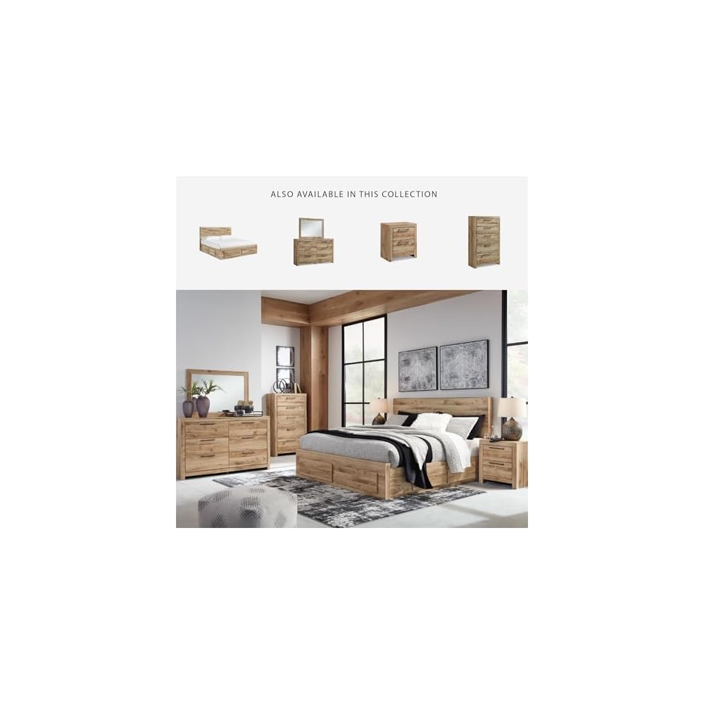 Queen Platform Bed with Storage Drawers, Tan