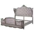 Ariadne Eastern King Bed in Velvet & Antique Platinum Finish