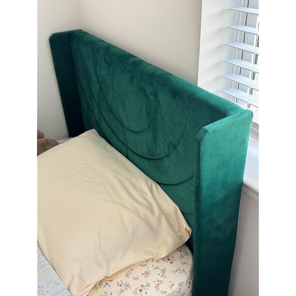 Queen Bed Frame Upholstered Platform with Fabric Headboard,Wooden Slats Support/No Box Spring Needed/Mattress Foundation,Dark Green