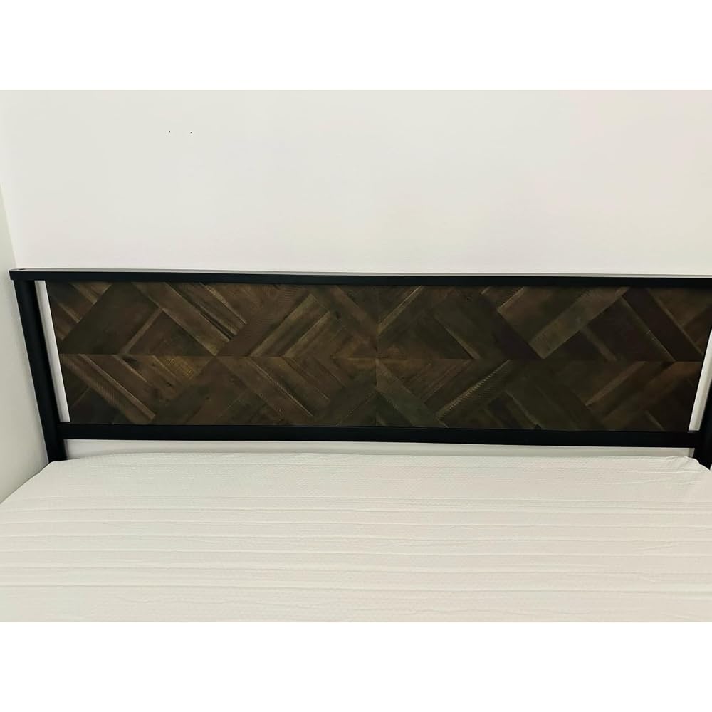 Lenia Solid Wood King Bed Frame with Tall Headboard, Mocha Black