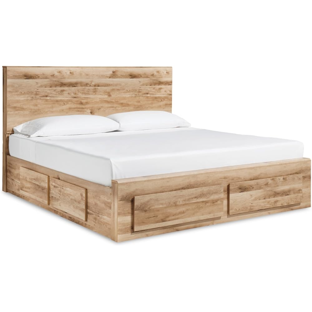 Queen Platform Bed with Storage Drawers, Tan