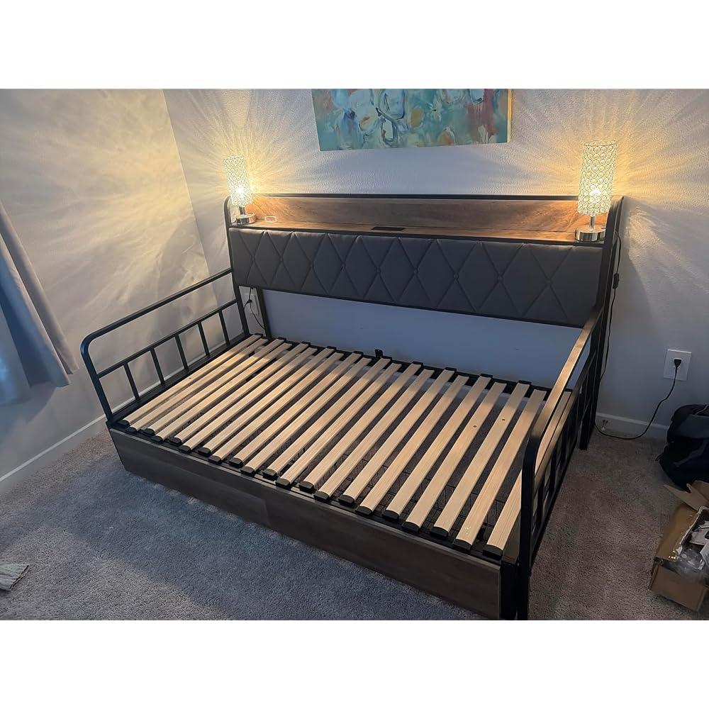 Twin Daybed with Pop up Trundle, Twin to King Daybed, White