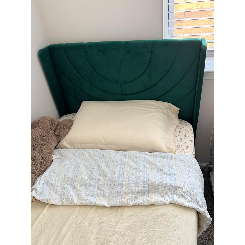 Queen Bed Frame Upholstered Platform with Fabric Headboard,Wooden Slats Support/No Box Spring Needed/Mattress Foundation,Dark Green