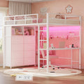 Loft Bed Full Size with Desk and 8 Storage Drawers, White