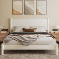 King Size Modern Minimalist Wood Platform Bed Frame, White