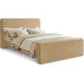 Meridian Furniture SloanCamel-K Sloan Collection Modern | Contemporary Velvet Upholstered King Bed with Rich Soft Camel Velvet, Curved Headboard and Footboard, 81" W x 92" D x 45" H, Camel, King