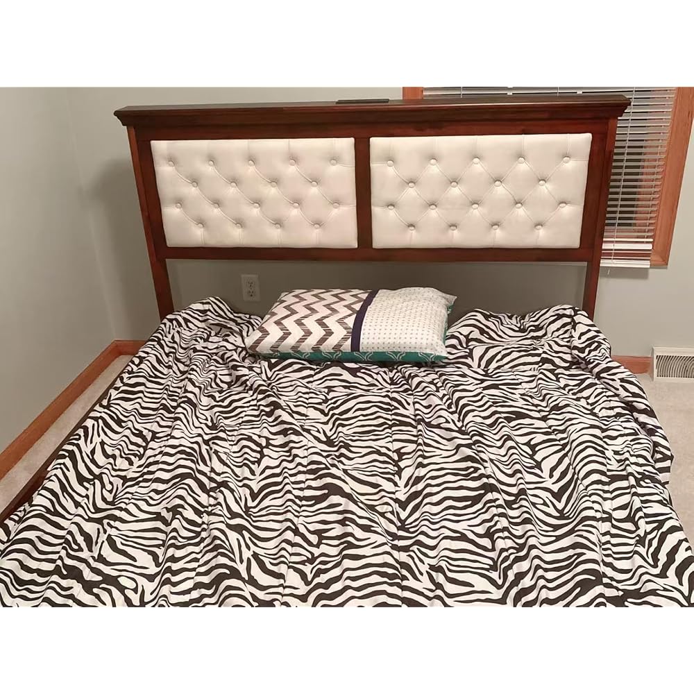 Solid Wood Queen Bed Frame 41.5” Tall Diamond-Tufted Upholstered Headboard, American Classic Flat-Top Bed, Stable Structure, Wood Slats Support, Noise-Free, No Box Spring Needed, Redish Brown