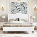 Full Size Upholstered Bed Frame with 51'' Tall Headboard, White