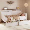 Twin Size Daybed with Storage Drawers, Charging Station, White