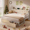 Twin Daybed with Pop up Trundle, Twin to King Daybed, White