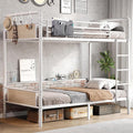 Metal Bunk Bed Twin Over Twin, Industrial Bunkbeds Heavy Duty Bed with Safety Guard Rails and Space-Saving Design, Steel Bed for School, Bedroom (White)