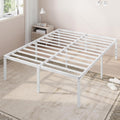 Full Size Bed Frame, 18 Inch Metal Beds with Storage Space, White